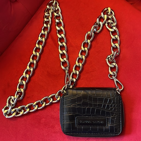 Claudia Canova moc croc shoulder chain strap wallet - Picture 2 of 4